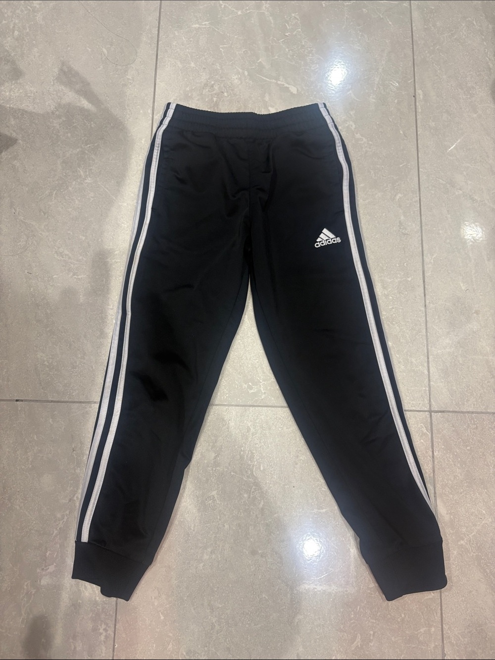 adidas Black Jogger Sweatpants with White Side Stripes